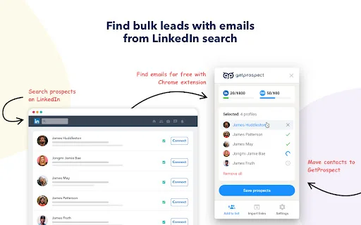 Email Finder – GetProspect: Mabilis na LinkedIn Email Finder - Screenshot 1