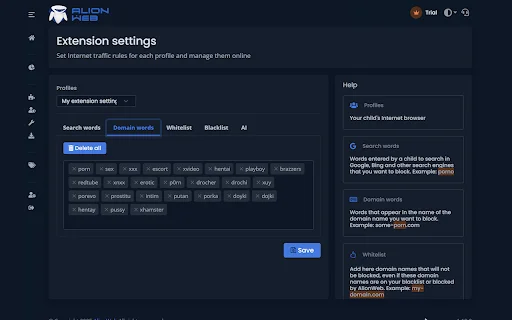 AlionWeb: Pinakamahusay na Content Blocker para sa Kaligtasan Online - Screenshot 2