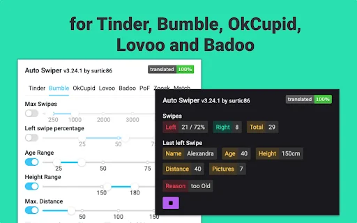 Auto Swiper para sa Tinder at Bumble – Awtomatikong Match! - Screenshot 1