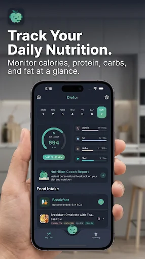 I-download ang Dietor – AI Calorie Counter – Subaybayan ang Diet - Screenshot 1