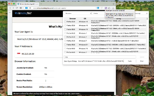 User-Agent Switcher and Manager: Proteksyon at Privacy Online - Screenshot 1