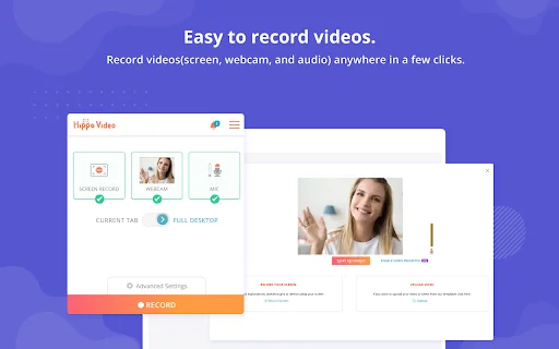 Hippo Video: Pinakamahusay na Video at Screen Recorder para sa Chrome - Screenshot 1
